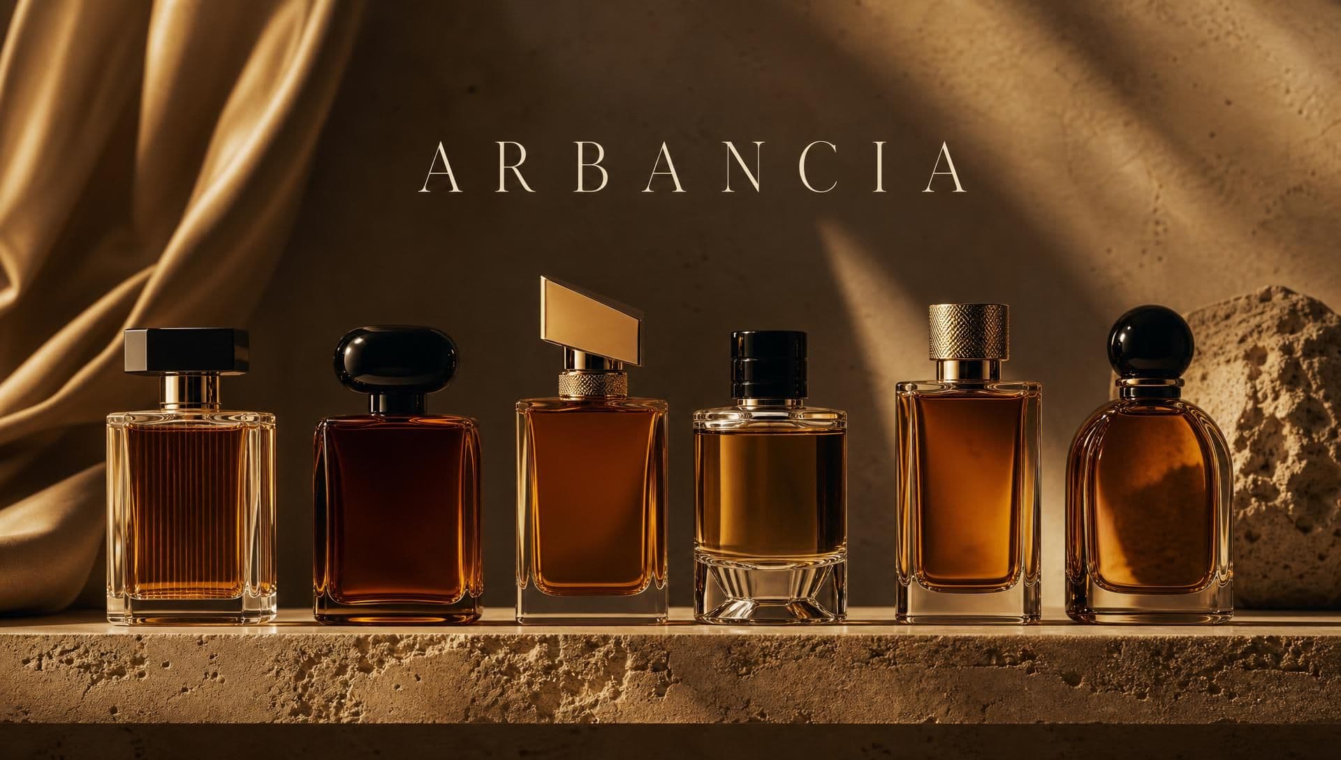 Elegant perfume bottle on marble